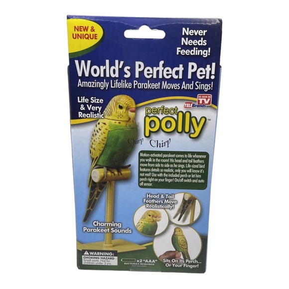 World's Perfect Polly Parakeet Pet Bird Moves & Sings As Seen On TV Telebrands - Picture 2 of 3